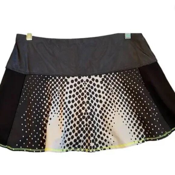 Lucky in Love Black White Printed Skort Mesh Detail Neon Yellow Green Sz M 8-10 - Picture 1 of 6